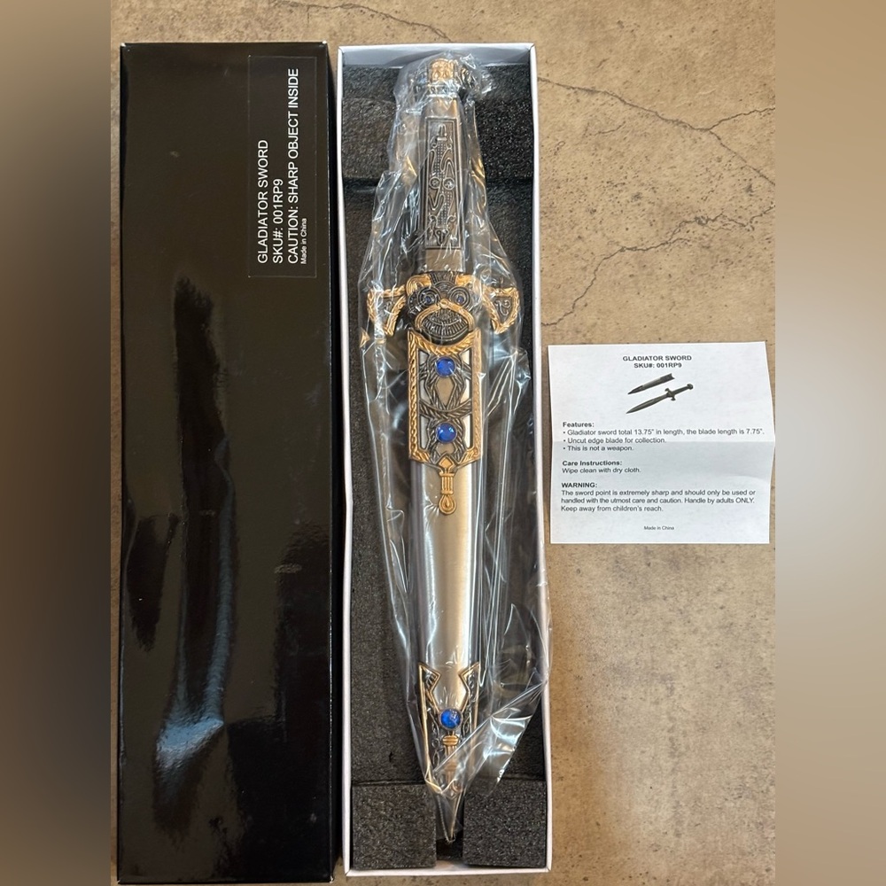 Collectible decor Gladiator Sword sku 001RP9 13.75” BNIB